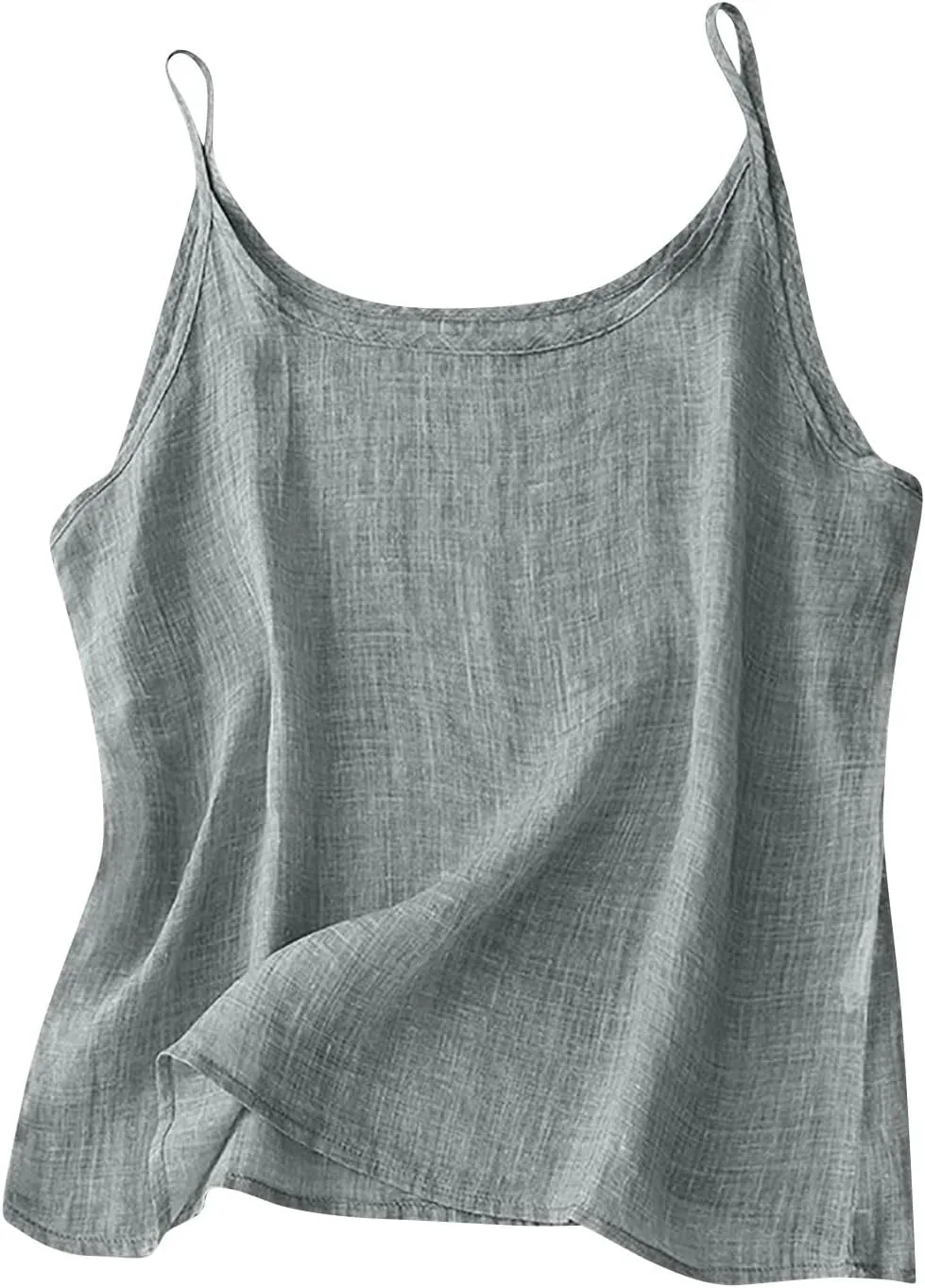 Ctreela Womens Cotton Linen Cami Tank Tops Summer Gauze Layering Camisoles Relaxed Fit Beach Vacation Clothes with Slit