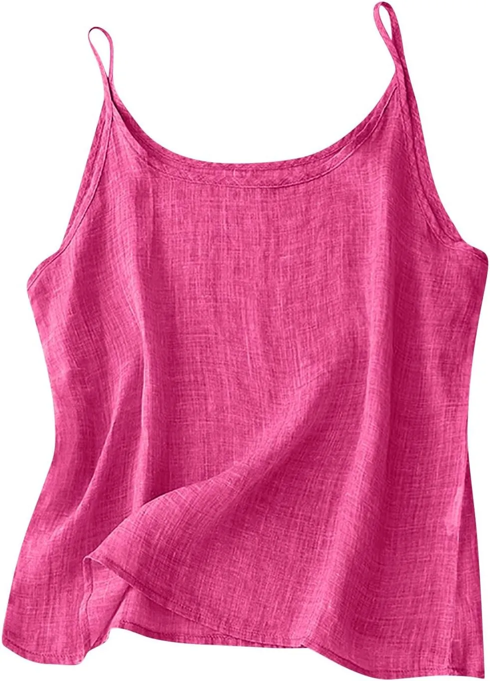Ctreela Womens Cotton Linen Cami Tank Tops Summer Gauze Layering Camisoles Relaxed Fit Beach Vacation Clothes with Slit