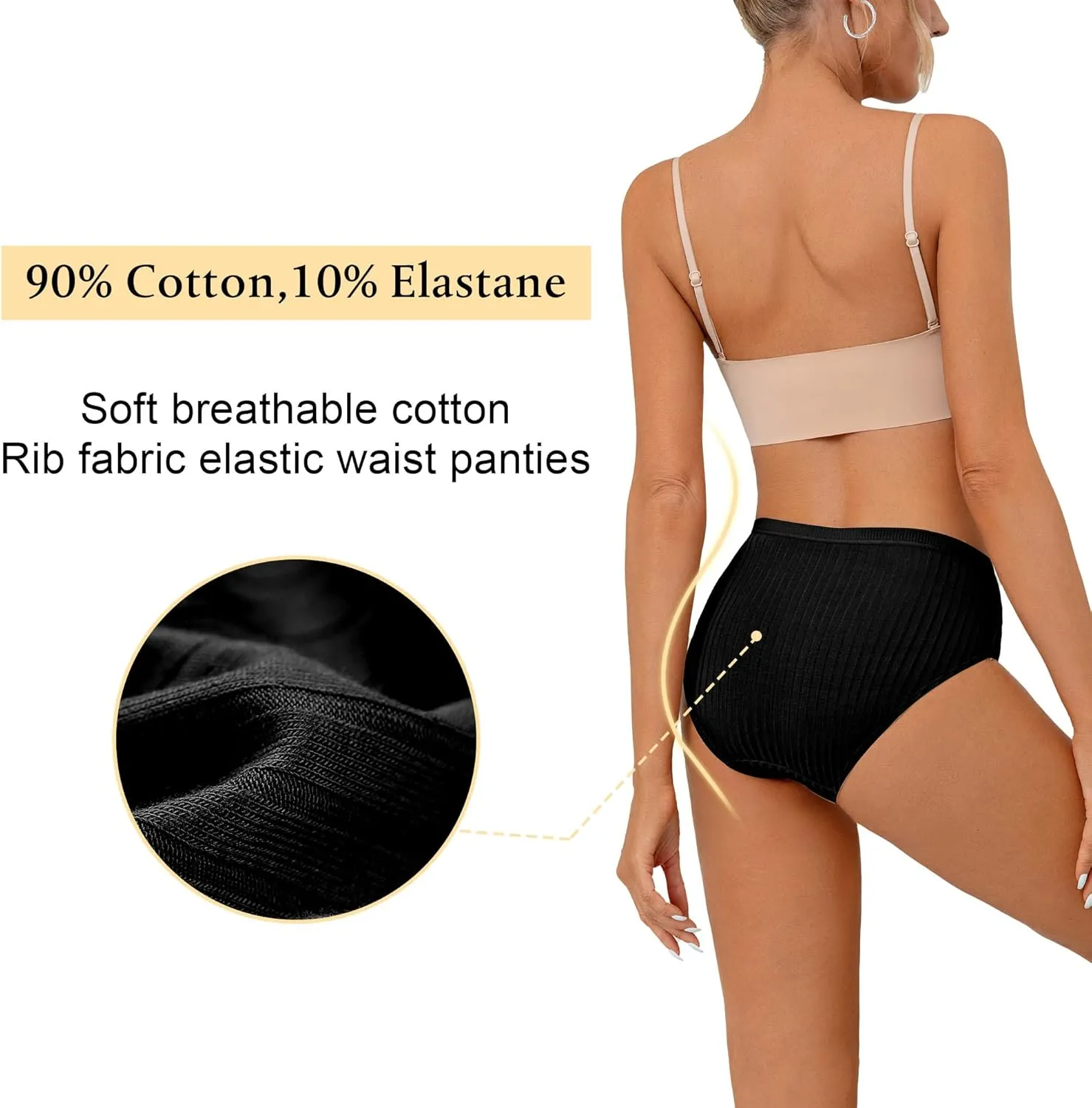 DEANGELMON Women's Cotton Brief Underwear Comfort Panties Mid Waist Stretch Full Breathable Multi-packs Plus Size