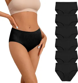 DEANGELMON Women's Cotton Brief Underwear Comfort Panties Mid Waist Stretch Full Breathable Multi-packs Plus Size