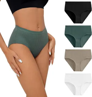 DEANGELMON Women's Cotton Brief Underwear Comfort Panties Mid Waist Stretch Full Breathable Multi-packs Plus Size