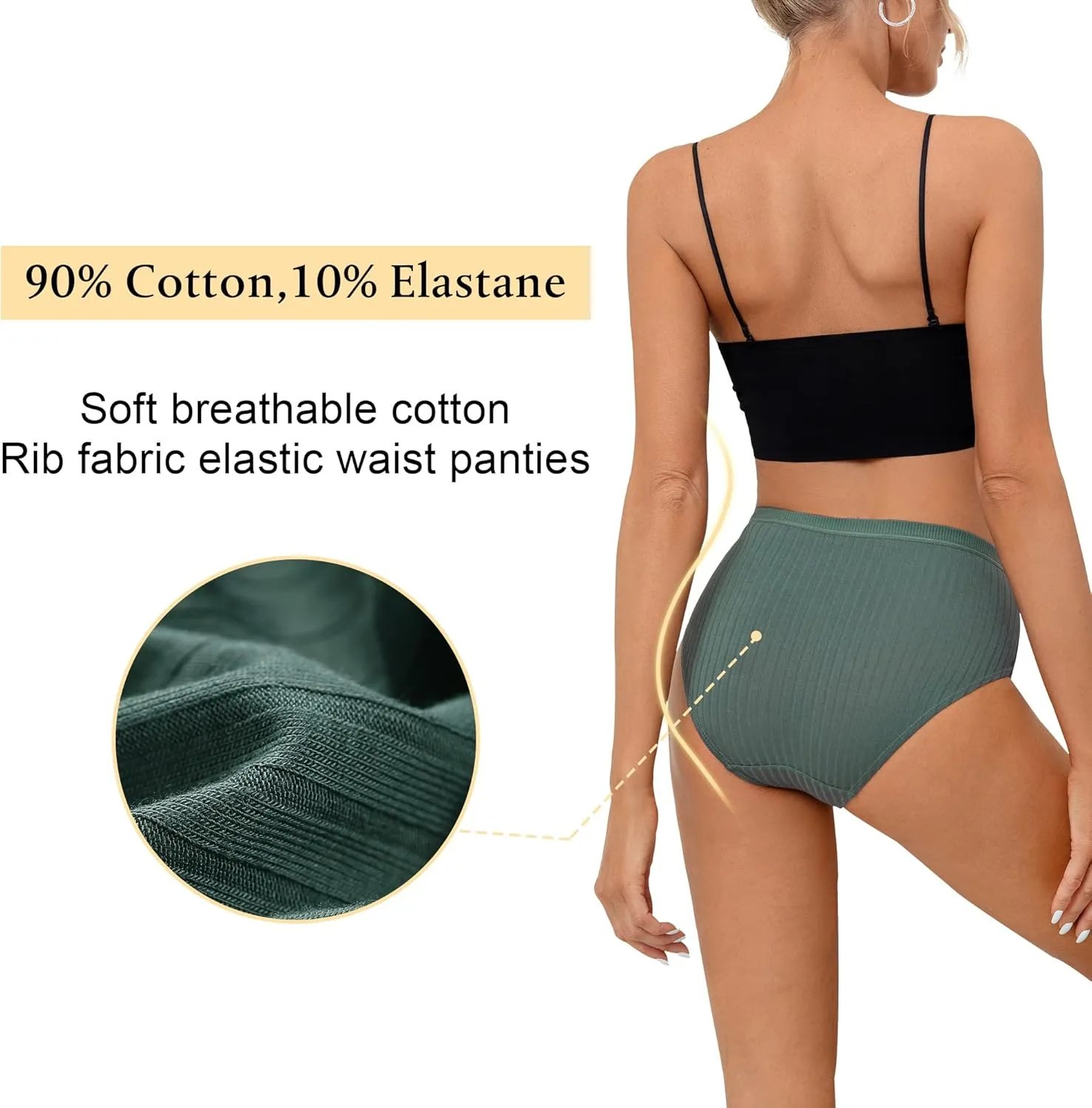 DEANGELMON Women's Cotton Brief Underwear Comfort Panties Mid Waist Stretch Full Breathable Multi-packs Plus Size