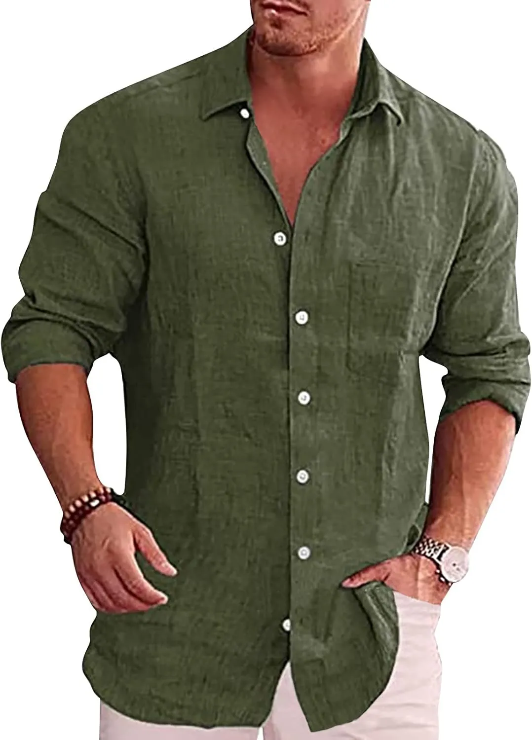 DuDubaby Graphic T Shirt for Mens Fashion Casual Pocket Solid Color Button Long Sleeve Top T Shirt Blouse