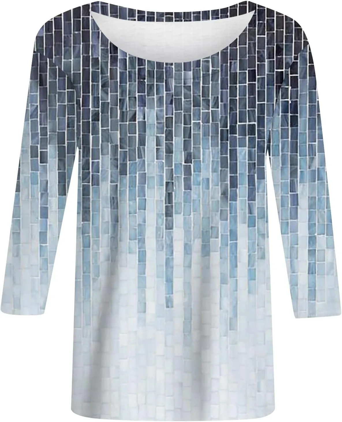 Fall Tops for Women 3/4 Sleeve Crewneck Cute Shirts Casual Trendy Print Blouses Casual T Shirt 2025