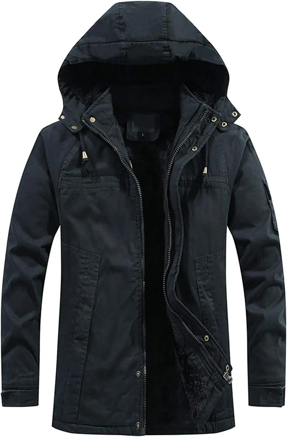 Fleece Lined Parka Jackets for Men Snow Ski Jacket with Hood Big and Tall Sports Coat Heavyweight Jackets Outwear Coat
