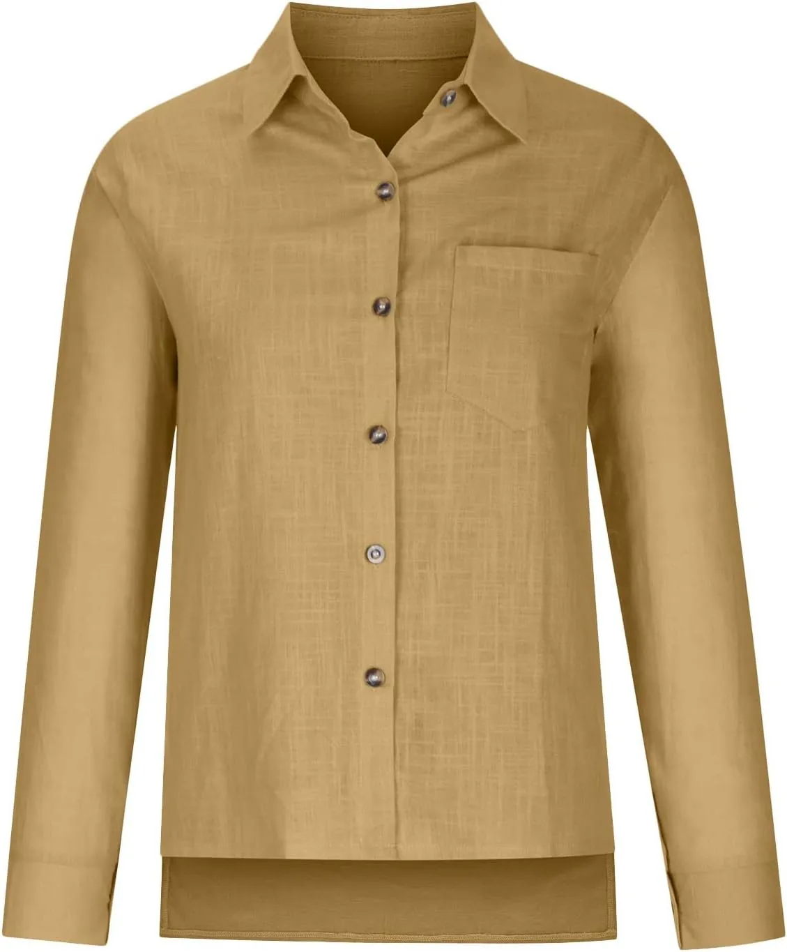 FQZWONG Womens Spring Tops 2025 Button Down Shirts for Women Loose Casual Solid Cotton Linen Tshirts Trendy Ladies Blouses