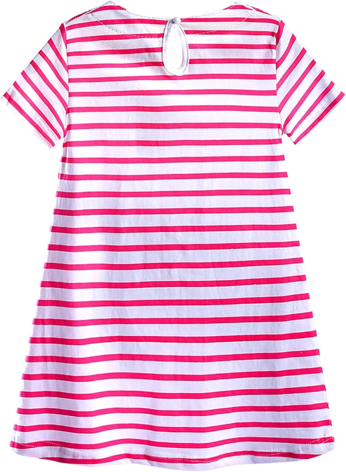 FreeLu Girls Cartoon Appliques Dress Cotton Summer Short Sleeve Dresses Casual Jersey Skirt