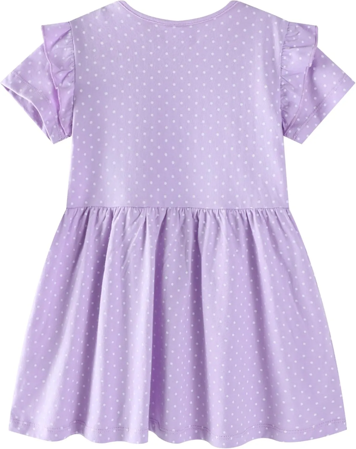 FreeLu Girls Cartoon Appliques Dress Cotton Summer Short Sleeve Dresses Casual Jersey Skirt