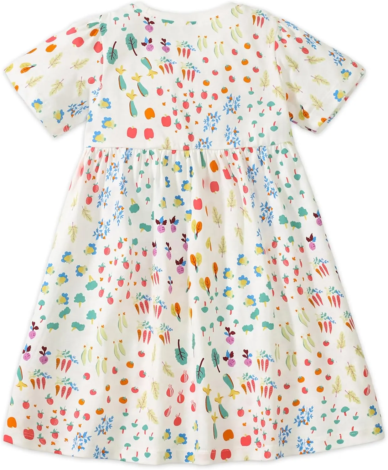 FreeLu Girls Cartoon Appliques Dress Cotton Summer Short Sleeve Dresses Casual Jersey Skirt