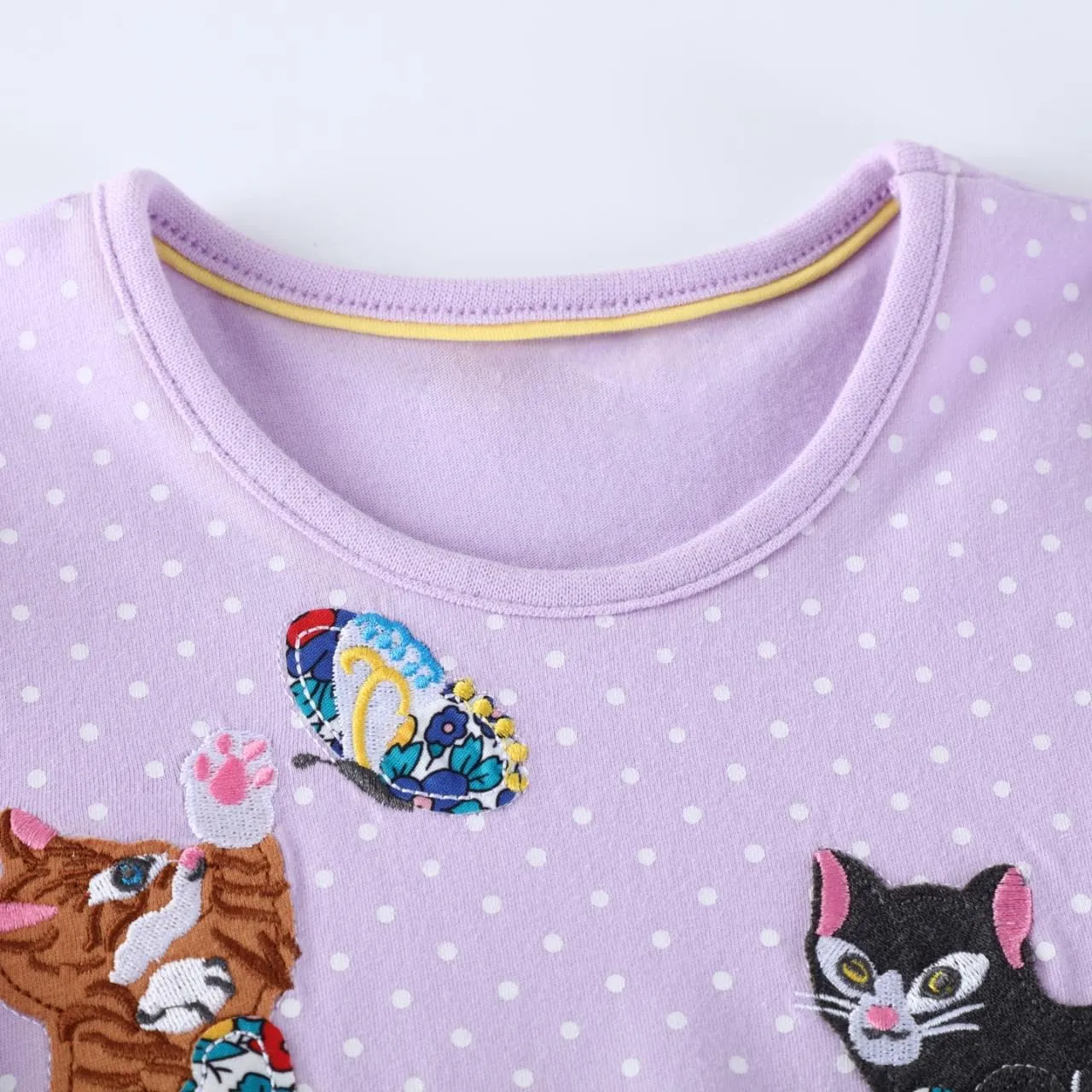 FreeLu Girls Cartoon Appliques Dress Cotton Summer Short Sleeve Dresses Casual Jersey Skirt