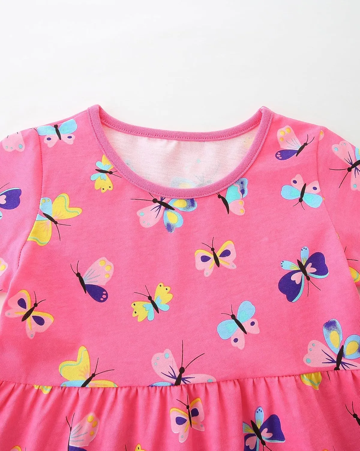 FreeLu Girls Cartoon Appliques Dress Cotton Summer Short Sleeve Dresses Casual Jersey Skirt