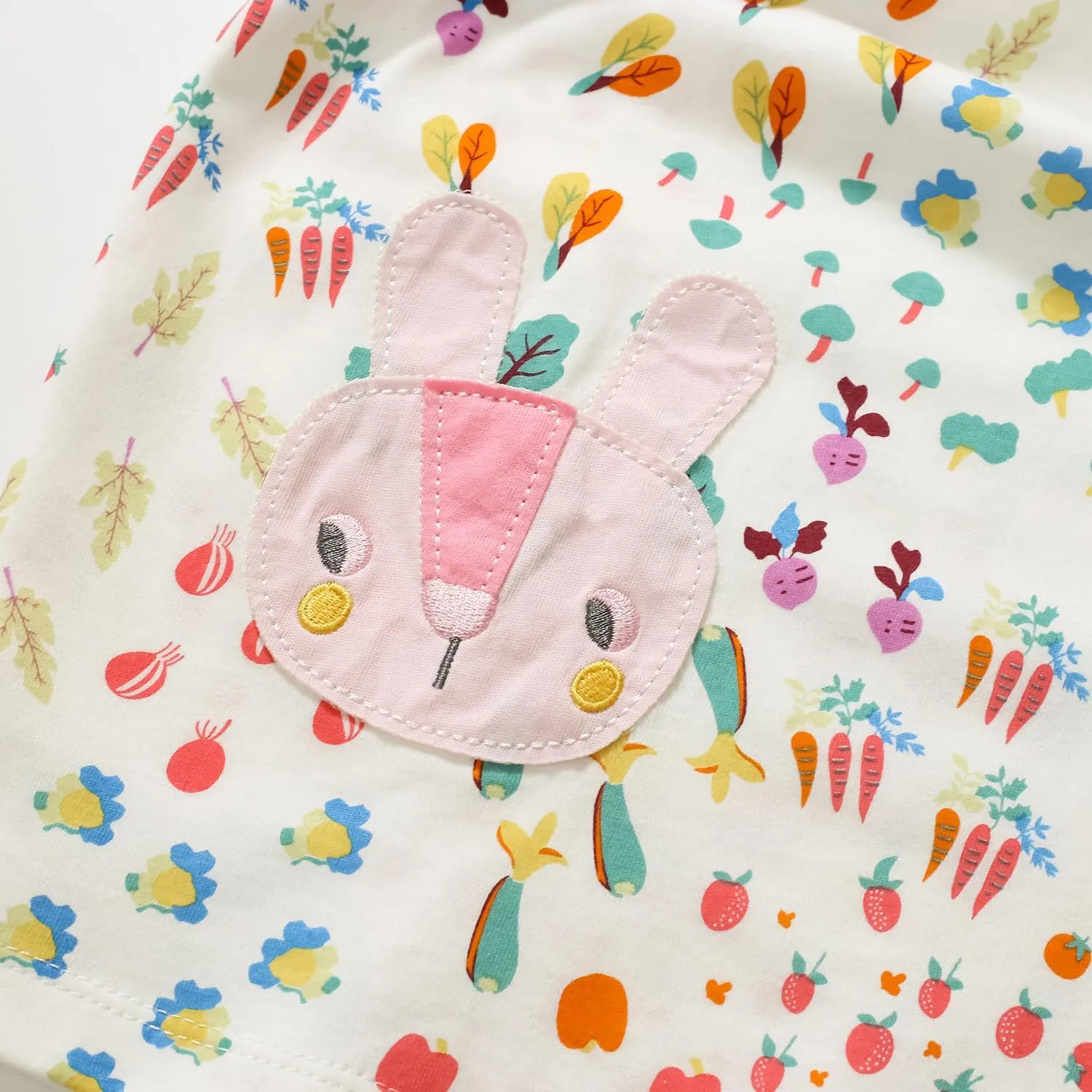 FreeLu Girls Cartoon Appliques Dress Cotton Summer Short Sleeve Dresses Casual Jersey Skirt
