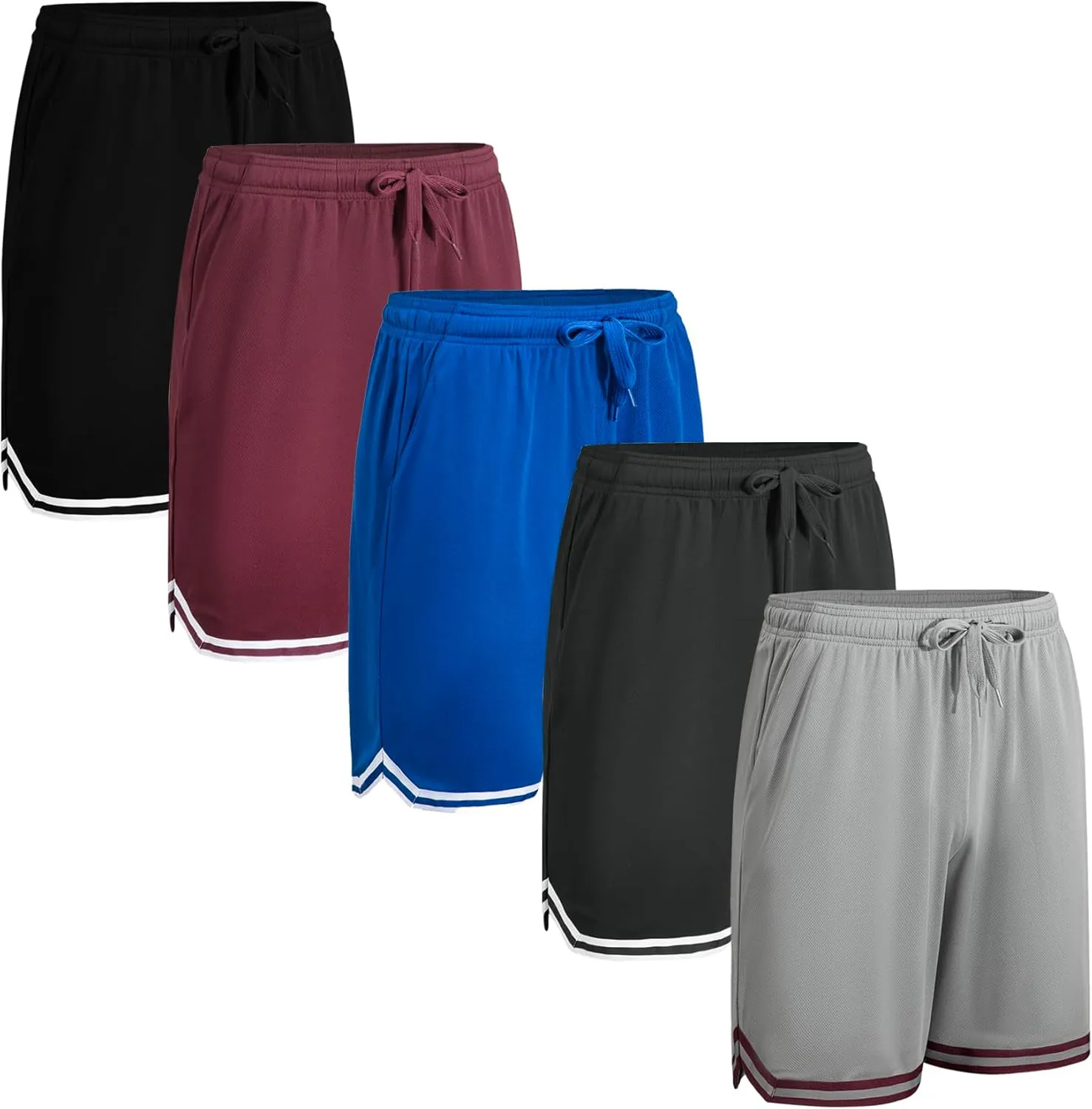 Gary Com Men's 4/5 Packs Basketball Shorts for Men Lightweight Athletic Running Quick Dry Activewear Shorts with Deep Pockets
