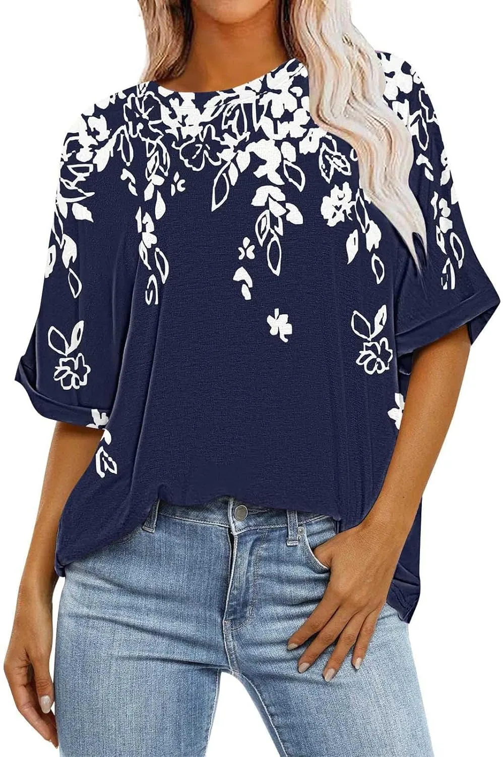 Generic 2024 Oversized T Shirts Womens Striped Shirts Casual Loose Fit Short Sleeve Crewneck Summer Tunic Tops Plus Size Tees