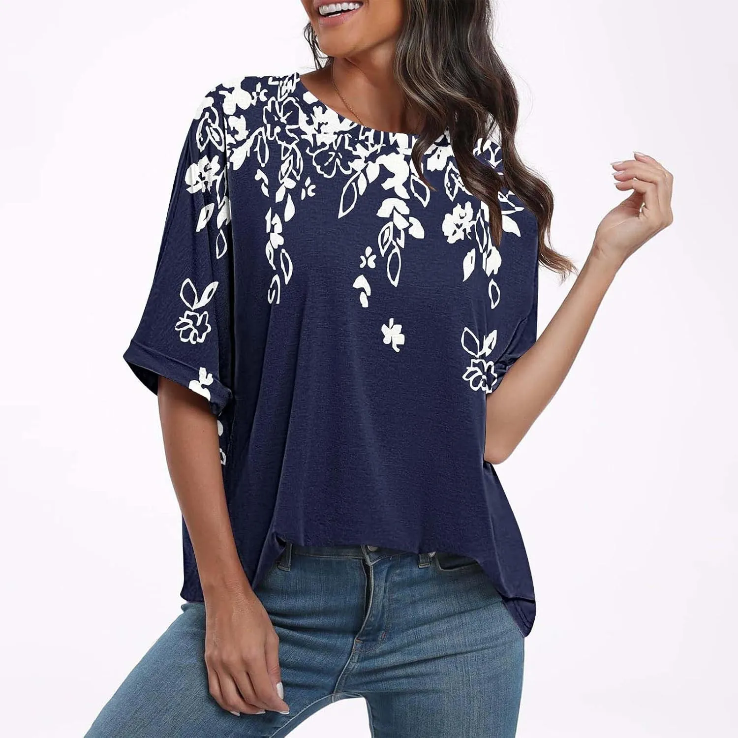Generic 2024 Oversized T Shirts Womens Striped Shirts Casual Loose Fit Short Sleeve Crewneck Summer Tunic Tops Plus Size Tees