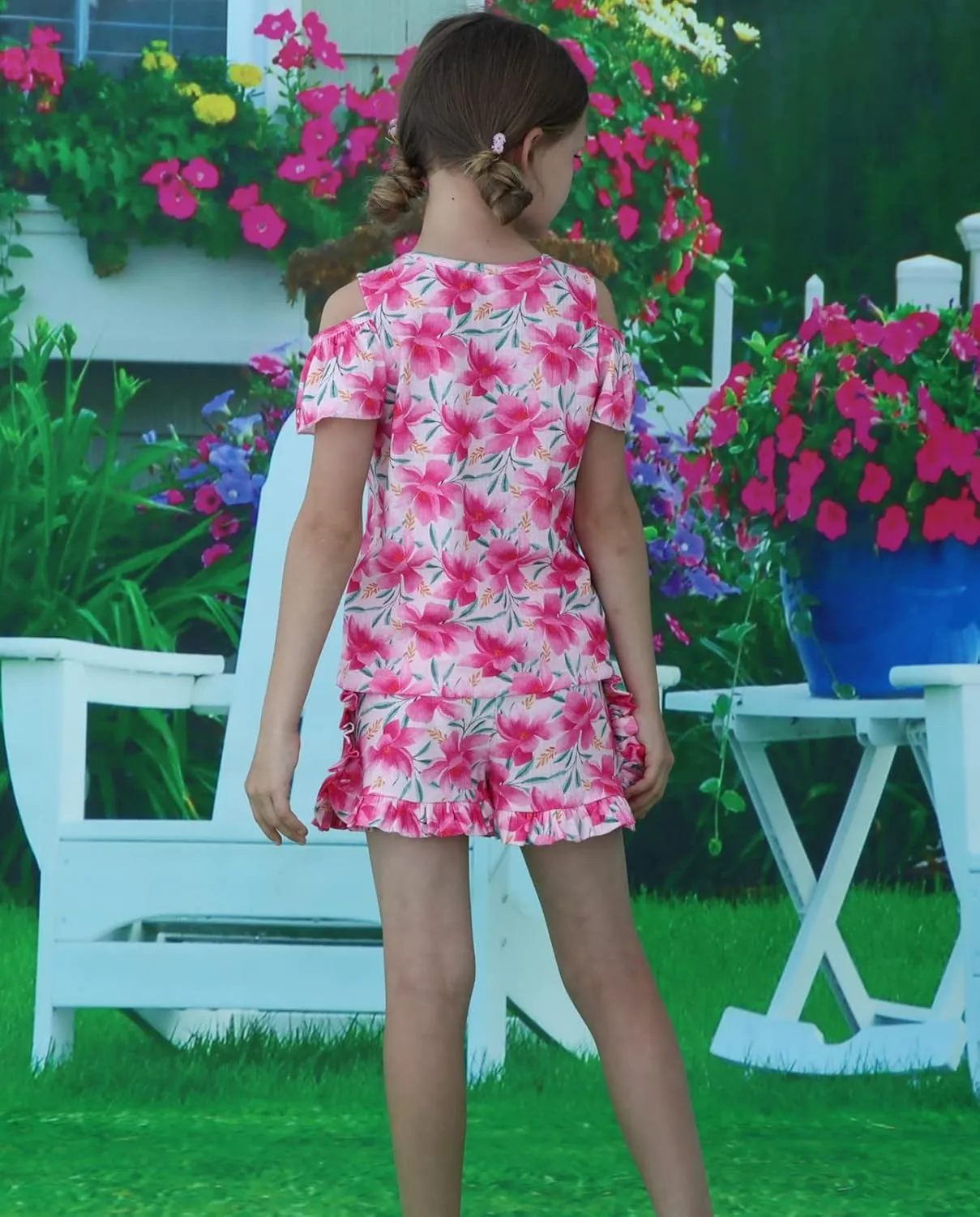 Girl Summer Short Set Cotton Outfits Short Sleeveless Tee T Shirt Tank Top Shorts Pant 2PC Set 2-7Y