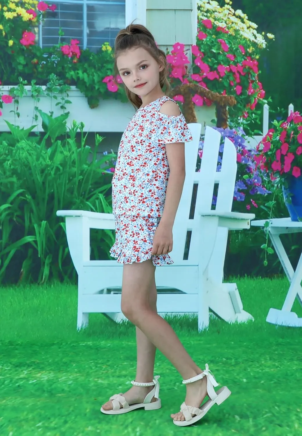 Girl Summer Short Set Cotton Outfits Short Sleeveless Tee T Shirt Tank Top Shorts Pant 2PC Set 2-7Y
