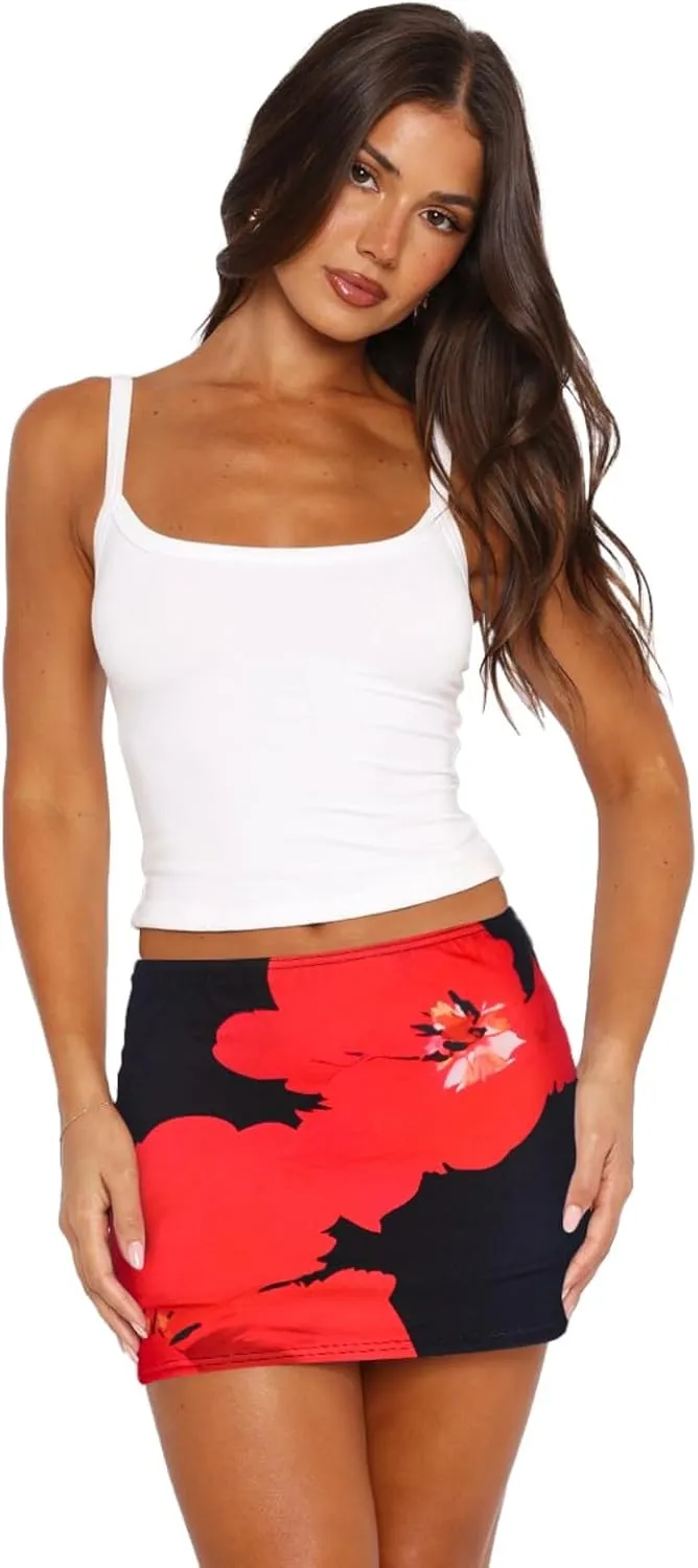 Hafailia Womens Printed Mini Skorts Summer Y2K Beach Vacation Outfits Pencil Bodycon Boho Skirts with Shorts Underneath 2025