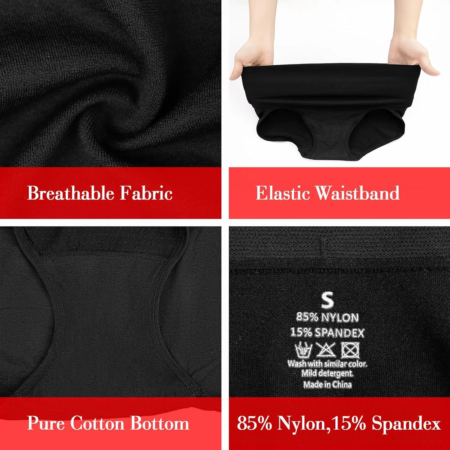 Hibluco Women Underwear High Waist Stretch Briefs Soft Underpants Ladies Full Coverage Panties