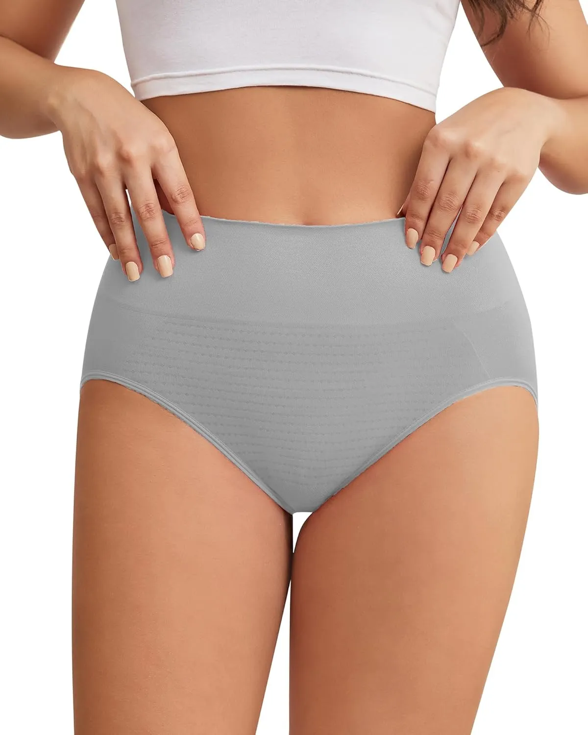 Hibluco Women Underwear High Waist Stretch Briefs Soft Underpants Ladies Full Coverage Panties