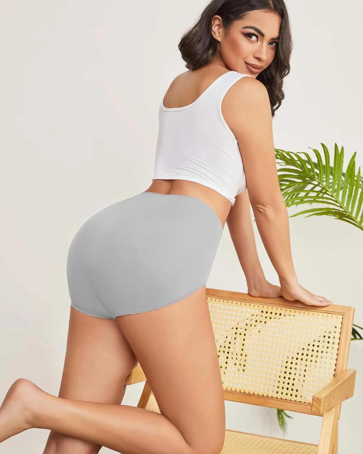 Hibluco Women Underwear High Waist Stretch Briefs Soft Underpants Ladies Full Coverage Panties