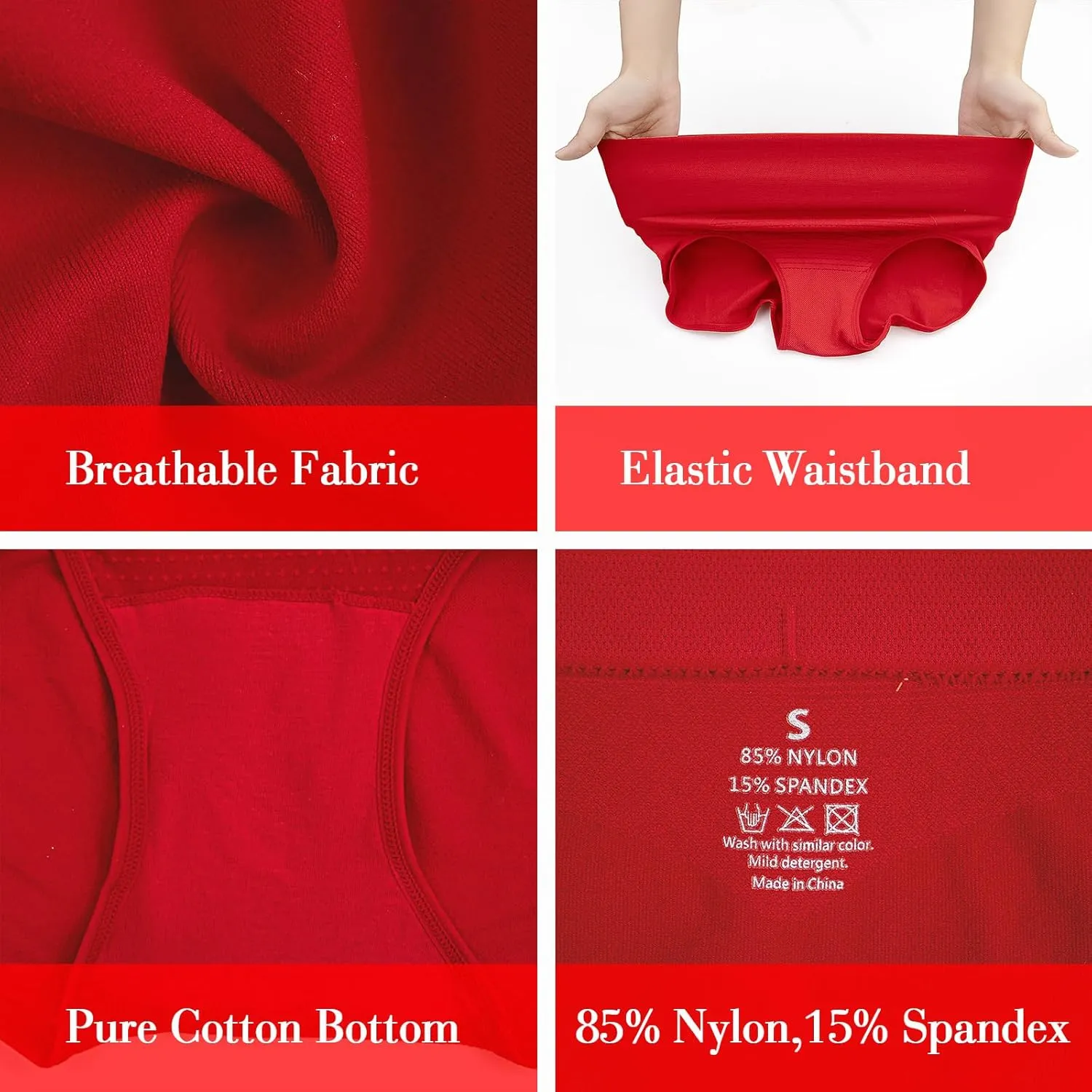 Hibluco Women Underwear High Waist Stretch Briefs Soft Underpants Ladies Full Coverage Panties
