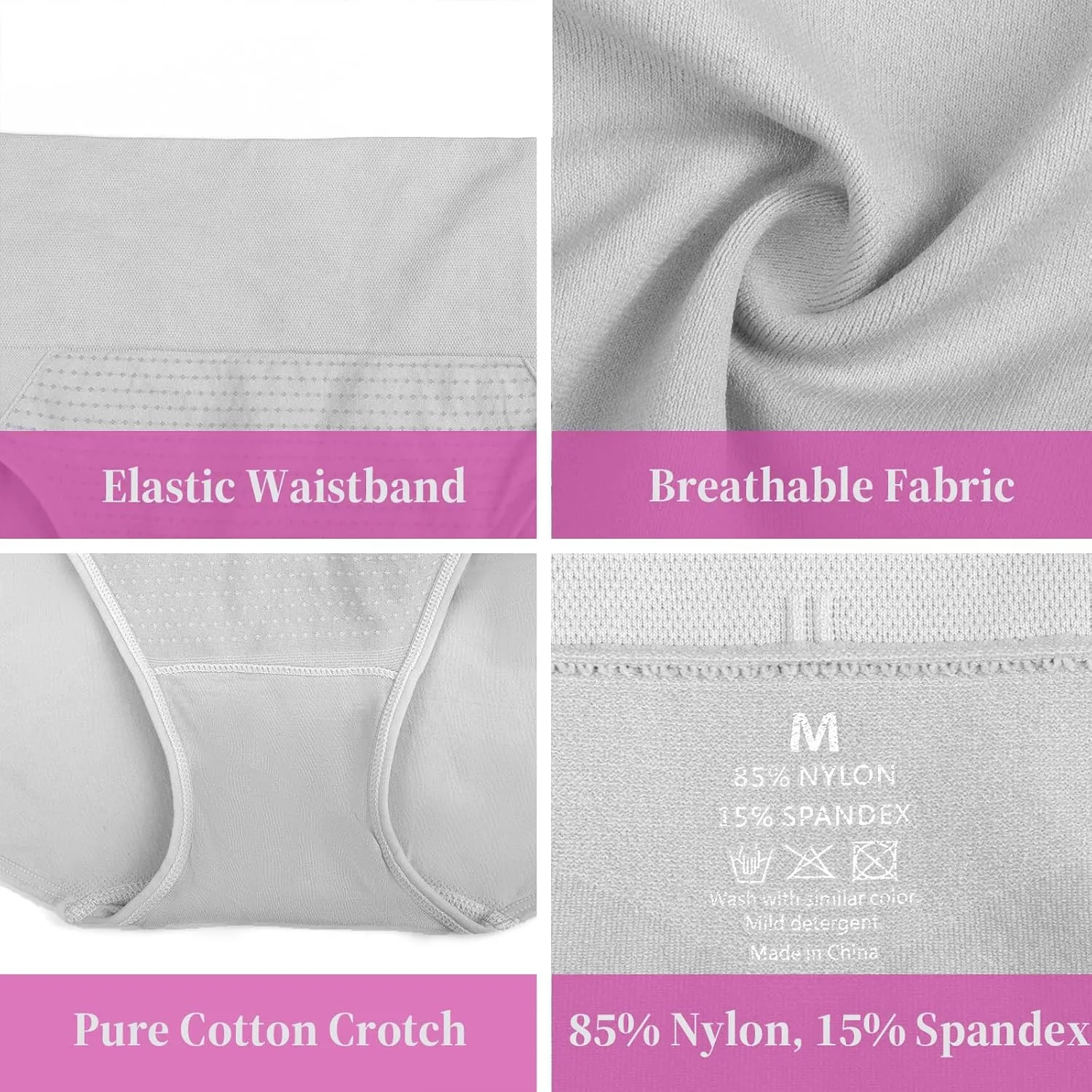 Hibluco Women Underwear High Waist Stretch Briefs Soft Underpants Ladies Full Coverage Panties