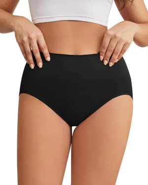 Hibluco Women Underwear High Waist Stretch Briefs Soft Underpants Ladies Full Coverage Panties