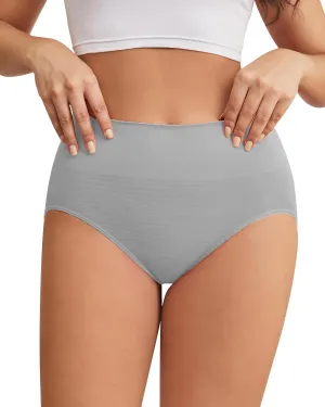 Hibluco Women Underwear High Waist Stretch Briefs Soft Underpants Ladies Full Coverage Panties