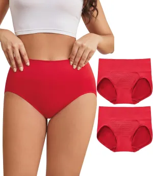 Hibluco Women Underwear High Waist Stretch Briefs Soft Underpants Ladies Full Coverage Panties
