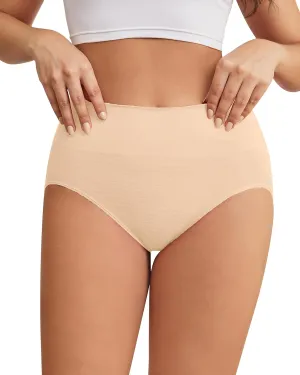 Hibluco Women Underwear High Waist Stretch Briefs Soft Underpants Ladies Full Coverage Panties