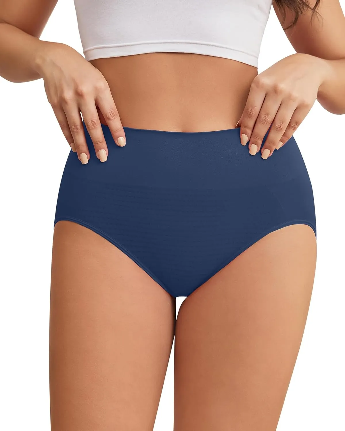 Hibluco Women Underwear High Waist Stretch Briefs Soft Underpants Ladies Full Coverage Panties