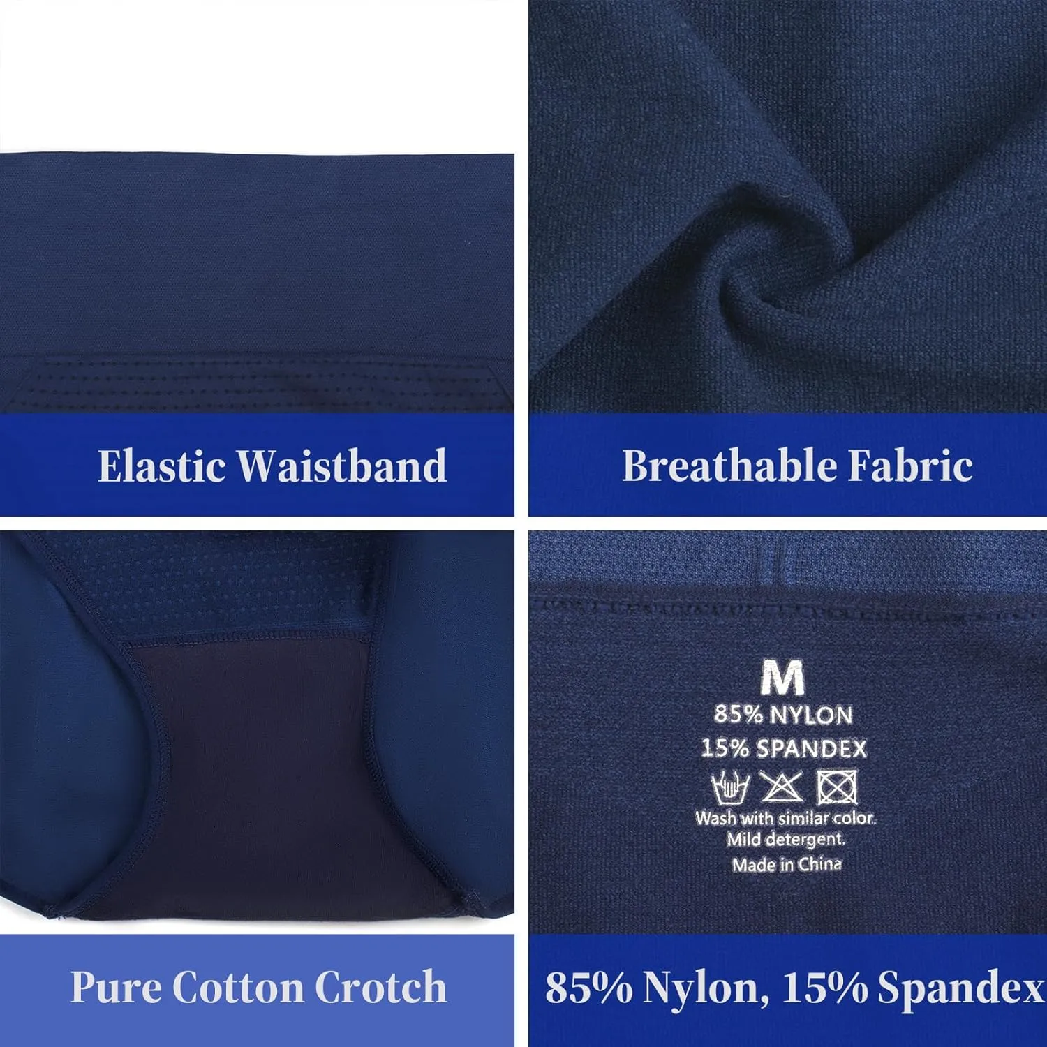 Hibluco Women Underwear High Waist Stretch Briefs Soft Underpants Ladies Full Coverage Panties