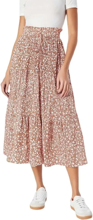 High Waist Tiered Skirts for Women Floral Print Boho Flowy Skirts Below Knee Length 2025 Fashion A Line Casual Skorts