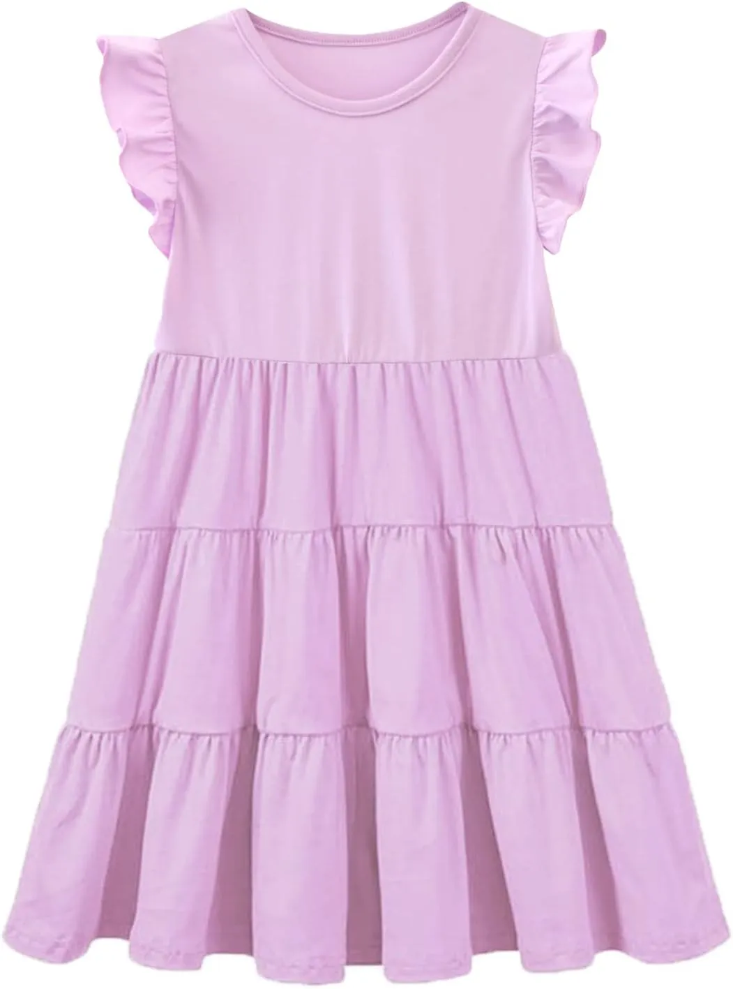 HILEELANG Little Girls Short Sleeve Dresses Easter Summer Cotton Casual Skater Swing Twirly Sundress