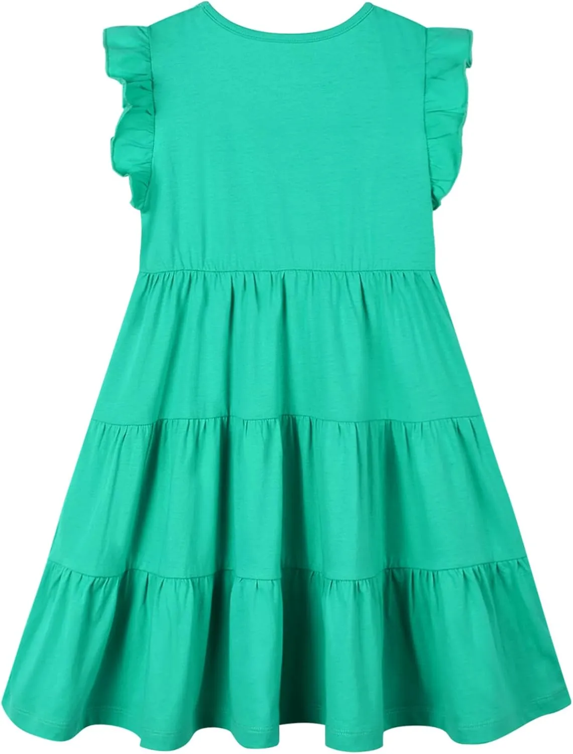 HILEELANG Little Girls Short Sleeve Dresses Easter Summer Cotton Casual Skater Swing Twirly Sundress
