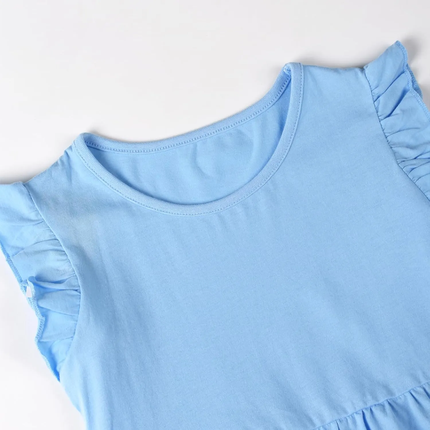 HILEELANG Little Girls Short Sleeve Dresses Easter Summer Cotton Casual Skater Swing Twirly Sundress