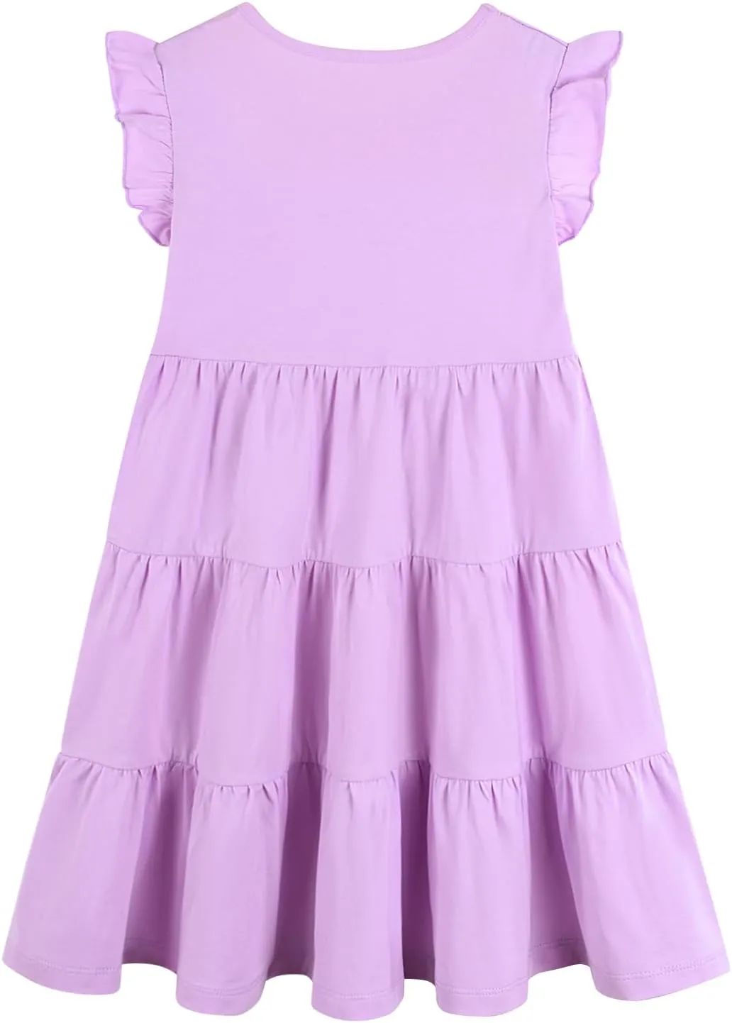 HILEELANG Little Girls Short Sleeve Dresses Easter Summer Cotton Casual Skater Swing Twirly Sundress