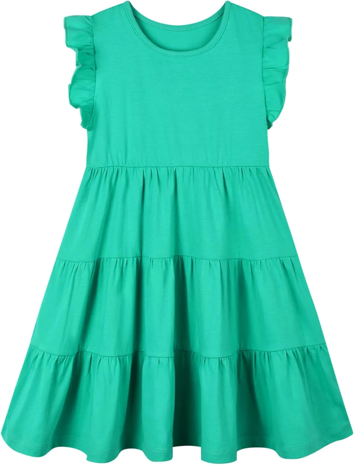 HILEELANG Little Girls Short Sleeve Dresses Easter Summer Cotton Casual Skater Swing Twirly Sundress