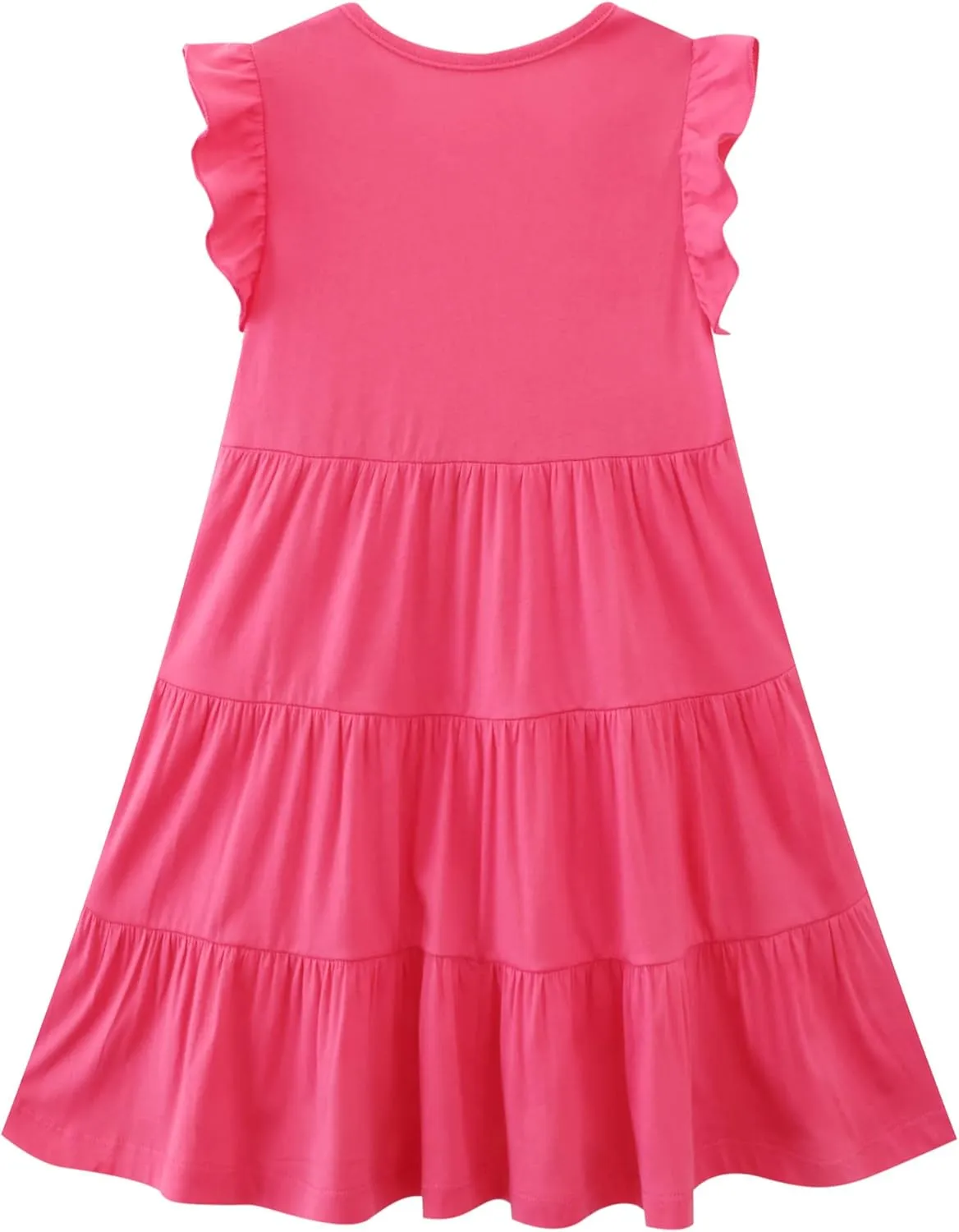 HILEELANG Little Girls Short Sleeve Dresses Easter Summer Cotton Casual Skater Swing Twirly Sundress