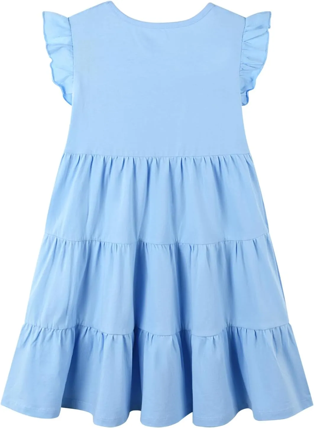 HILEELANG Little Girls Short Sleeve Dresses Easter Summer Cotton Casual Skater Swing Twirly Sundress