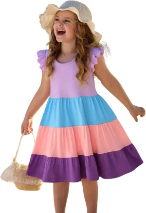 HILEELANG Little Girls Short Sleeve Dresses