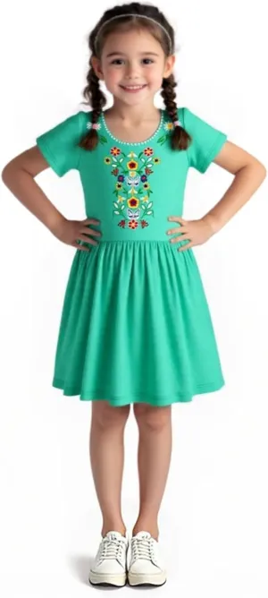 HILEELANG Toddler Little Girls Short Sleeve Dresses Easter Summer Cotton Casual Basic Jersey Shirt Sundress