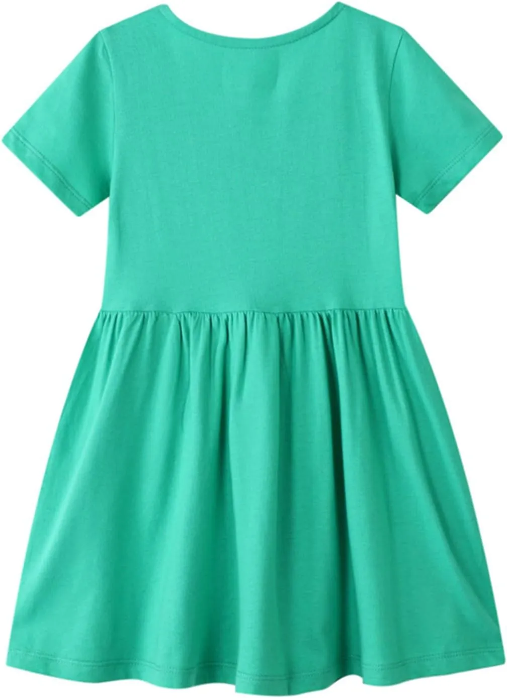 HILEELANG Toddler Little Girls Short Sleeve Dresses Easter Summer Cotton Casual Basic Jersey Shirt Sundress