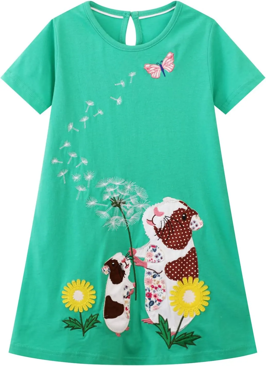 HILEELANG Toddler Little Girls Short Sleeve Dresses Easter Summer Cotton Casual Basic Jersey Shirt Sundress