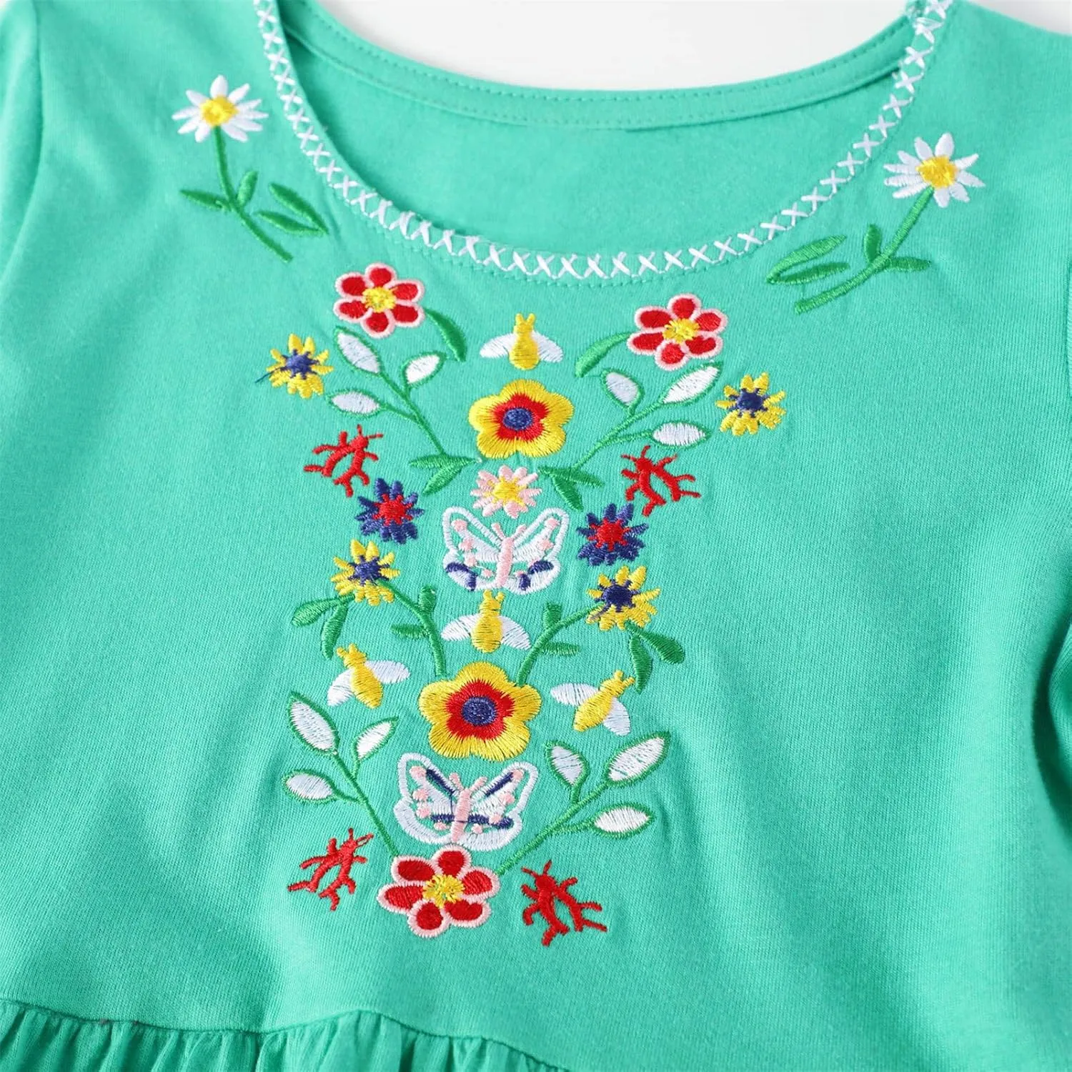 HILEELANG Toddler Little Girls Short Sleeve Dresses Easter Summer Cotton Casual Basic Jersey Shirt Sundress