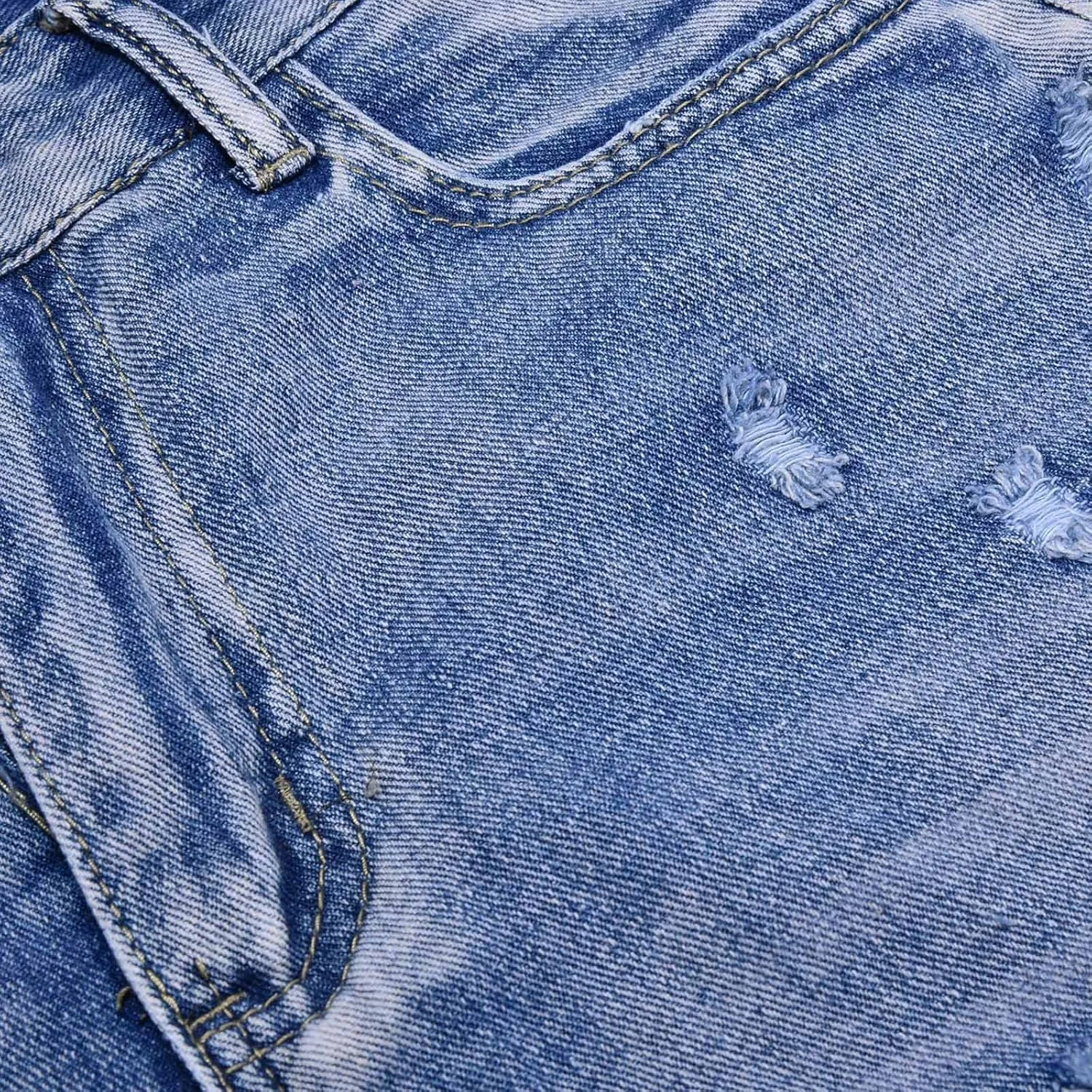 Jean Shorts Womens Stretchy High Waisted Ripped Shorts with Pockets Trendy Distressed Cuffed Hem Denim Hot Shorts