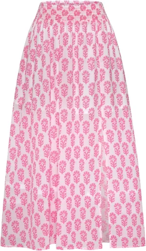 Kate Kasin Skirts for Women Smocked High Waisted Maxi Skirt Floral Boho A Line Beach Skirt with Slit 2025