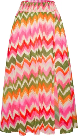 Kate Kasin Skirts for Women Smocked High Waisted Maxi Skirt Floral Boho A Line Beach Skirt with Slit 2025