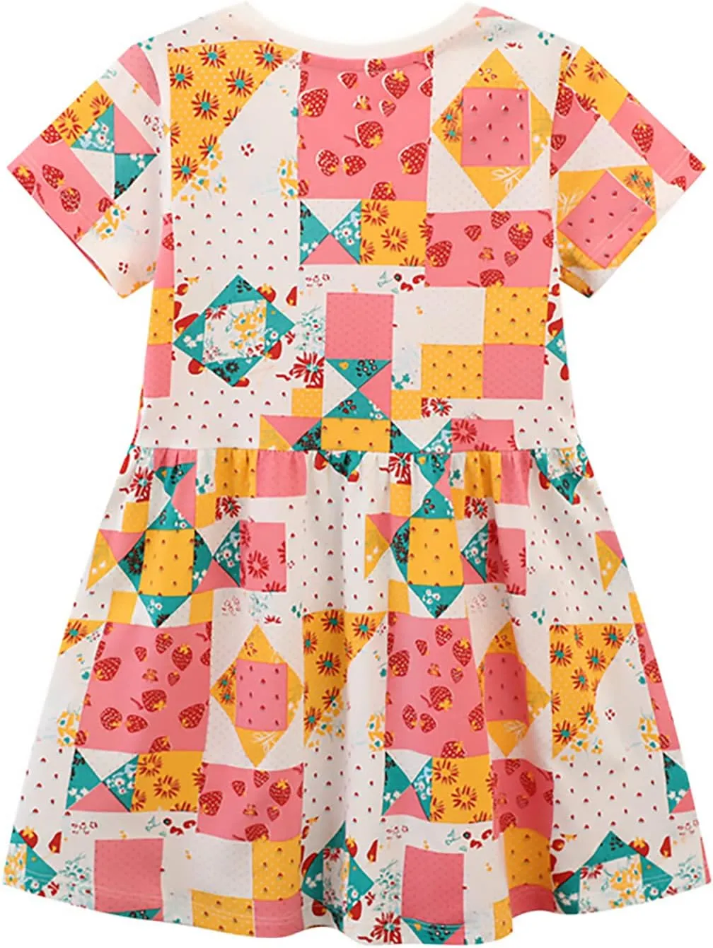KISSOURBABY Little Girls Soft Summer Cotton Short Sleeve Dresses T-Shirt Casual Cartoon Dress